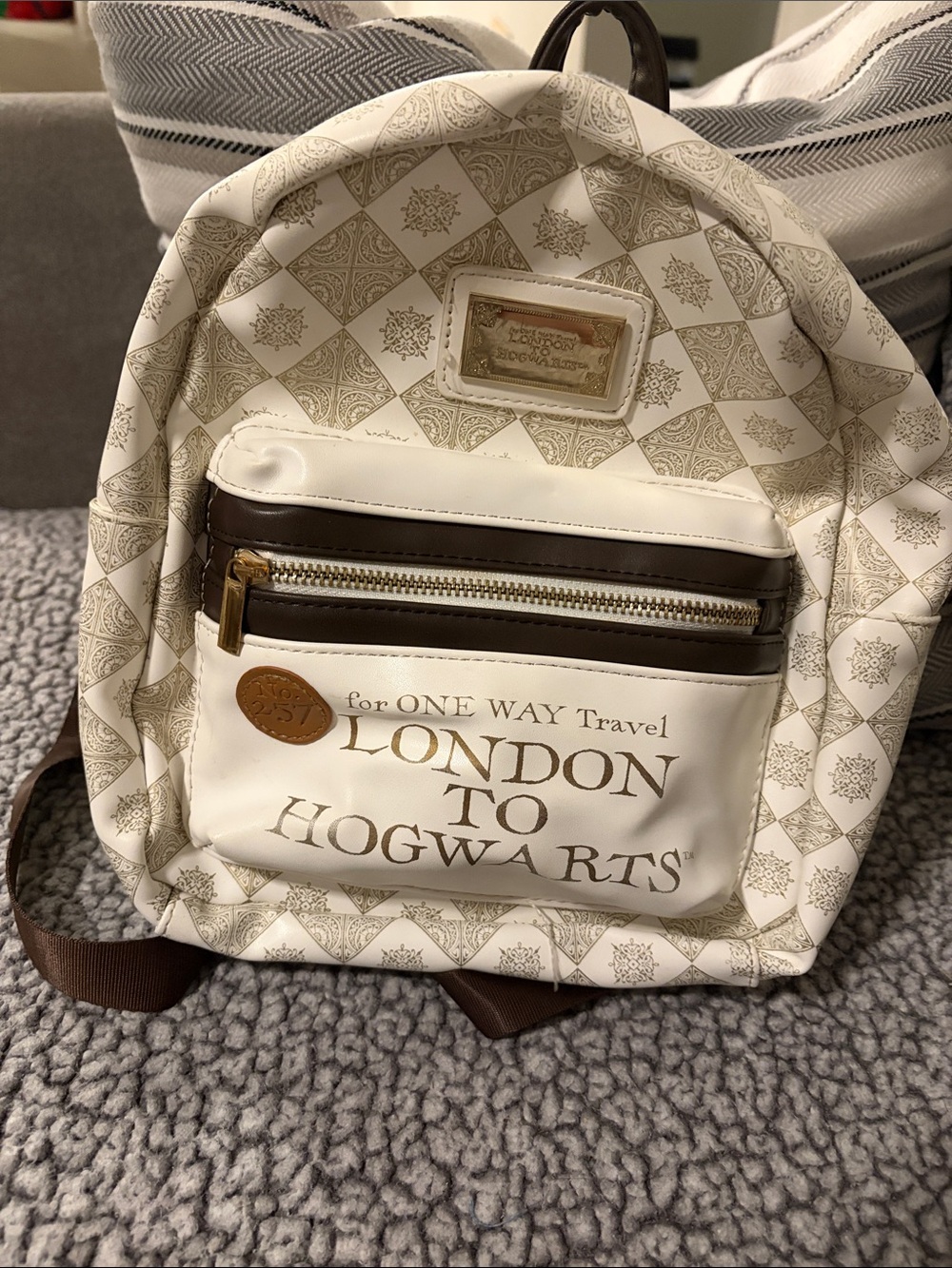 London to Hogwarts White & Brown Mini Backpack by